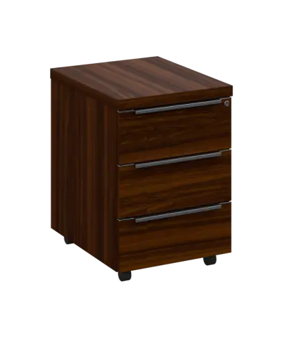 SIKC - 00 kontejner pojízdný, 3-zásuvkový, deska 18 mm, centrální zámek, ořech královský